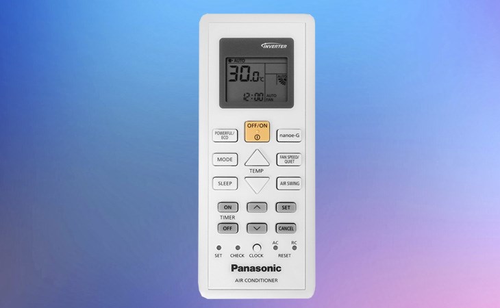 Điều khiển của điều hòa Panasonic Inverter 1 HP CU/CS-PU9ZKH-8M gồm có màn hình chính và các phím chức năng Hướng dẫn sử dụng điều khiển điều hòa Panasonic chi tiết
